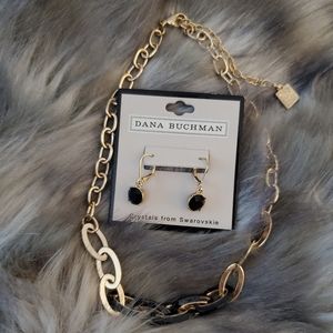 Black and Gold Earring and Necklace Set